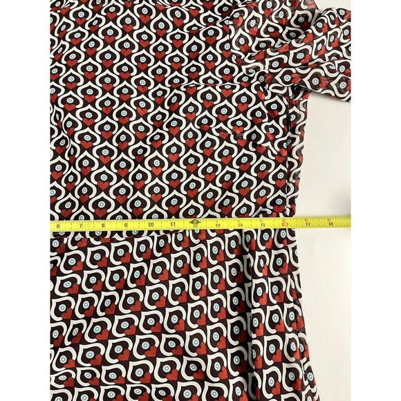 ZARA Dress Womens Size Medium Multicolor Heart Print High Neck Ruffle Hem - Picture 9 of 10